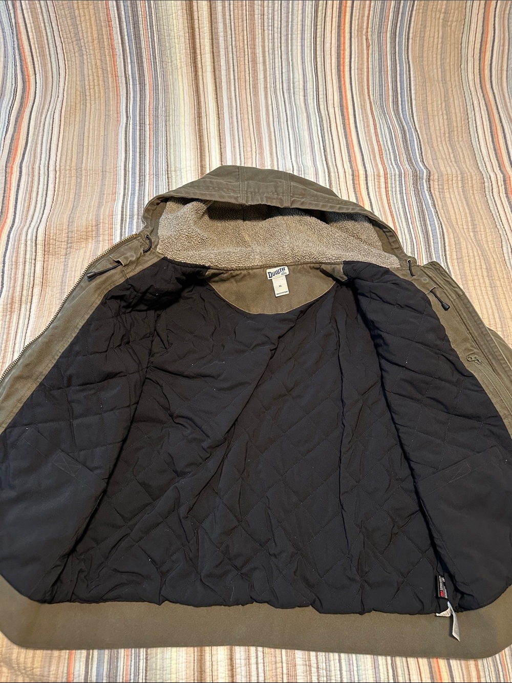 Duluth Trading Co Olive Green Hooded Bomber Jacket - Picture 4 of 10